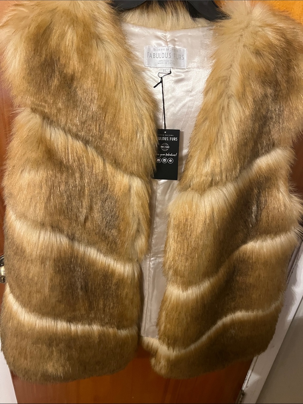Fabulous Furs Golden Tan Faux Fur Vest